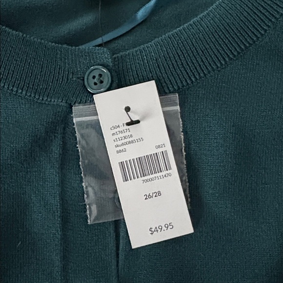 LANE BRYANT NWT Button-Up Cardigan Sweater in Teal Size 26/28 — NEW WITH TAG!!! - Picture 8 of 9